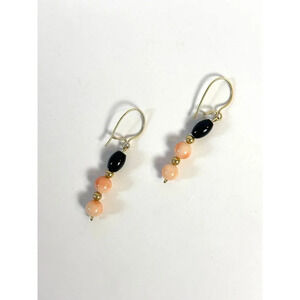 Vintage Dangle Black & Soft Pink Gold Dangle Earrings